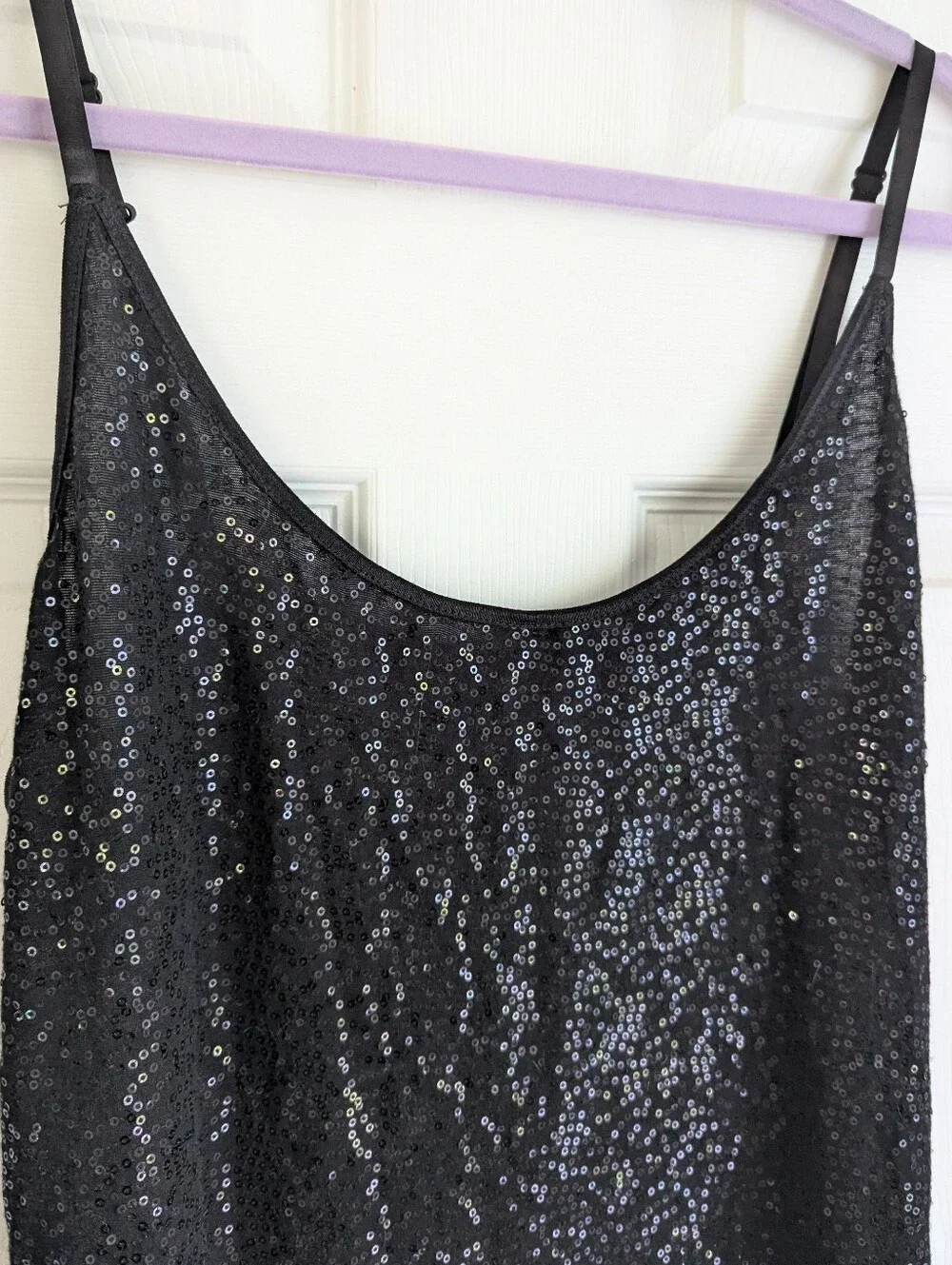 Sequin Cami Top w/adjustable straps -Black Sz Xxl